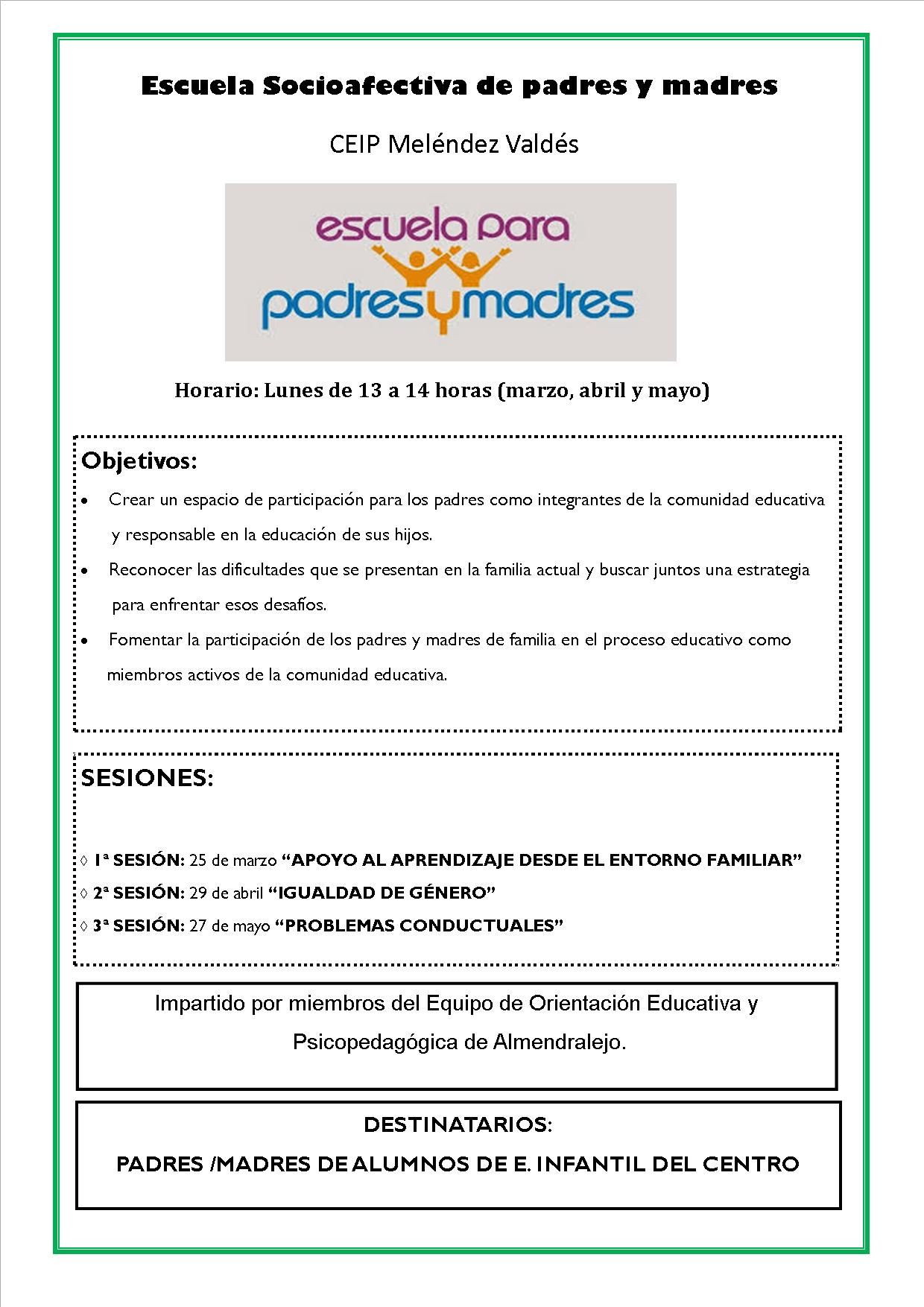 CARTEL ANUNCIADOR DE ESCUELA DE PADRES